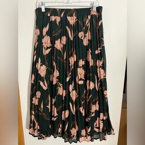 a new day Floral A-Line Skirt - Green and Pink